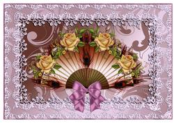Fan, Roses ,lace, and Bow