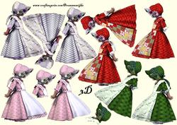 3D Decoupage Bonnet Girls