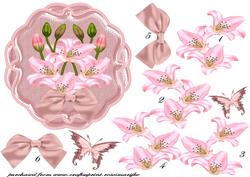 Lillies on Pink Satin