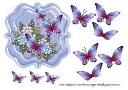 Bleu Butterflie on Bleu Satin