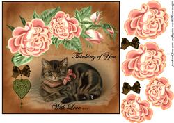 Sweet Vintage Kitten Thinking of You -