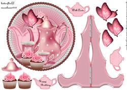 Tea Time in Pink Plate and Stand