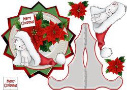 Christmas Kitten Plate and Stand Ceramic