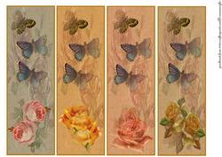 Vintage Bookmarks Roses and Butterflies