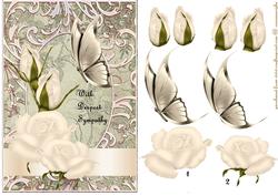 Sympathy Roses and Butterflie in Soft Grey