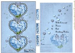 Birthday Hearts in Vintage Bleu & Insert