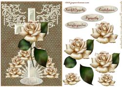 Sympathy Pearl Cross Antique Roses