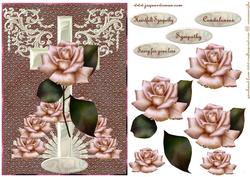 Sympathy Pearl Cross Pink Antique Rose
