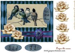 Vintage Birds Get Well Soon in Bleu