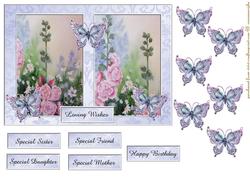 Bleu Floral Butterflies