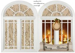 Christmas Vintage Window Shaped Card