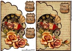Vintage Steampunk Car and Roses