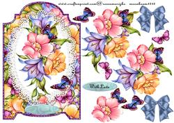 Screen Shaped Card Floral and Butterflies