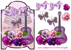 Screen Shaped Card Music and Pansy's