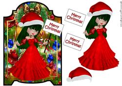 Screen Shaped Card Cute Christmas Girl