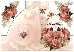 Abstract Shaped Card Vintage Wedding Roses