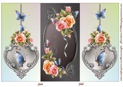 Trifold Card Glowing Roses and Butterflies