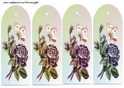 Bookmarks Vintage Roses and Butterflie