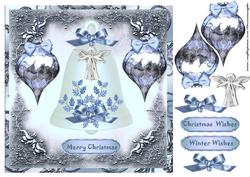 Christmas Bell and Baubles in Bleu