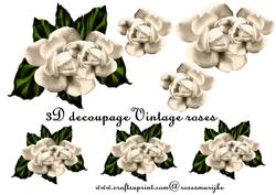 3D Decoupage Vintage Yvory Roses