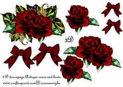 3D Decoupage Antique Roses and Bows