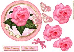 Pink Roses Round Topper