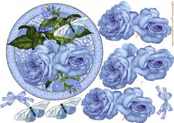 Bleu Vintage Roses Round Topper
