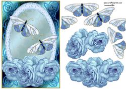 Oriental Bleu Classic Roses and Butterflies Beauty
