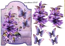 Screen Card Purple Lilies and Butterflies