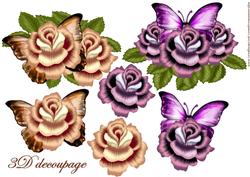3 D Decoupage Roses and Butterflies Arrangemants