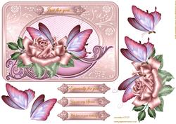 Pink Butterflies and Roses