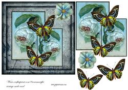 Male Card Vintage Butterflies and Roses