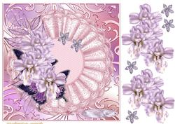 Pink Lace, Blossoms and Butterflies