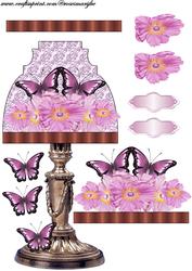 Lamp Card Blossoms and Butterflies