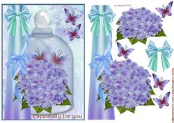 Bell Jar Card Bleu Hydrangea and Bows