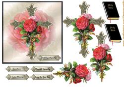 Vintage Sympathy/easter Topper Cross and Roses
