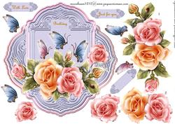 Topper Glowing Roses and Butterflies