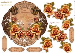 Topper Golden Roses & Satin Bow