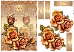 Golden Roses/ 50 Anniversary on French Lace