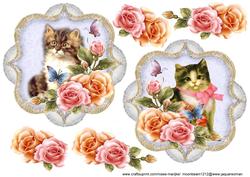 Vintage Cats and Roses