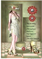 A4 Topper Vintage Girl Happy Birthday