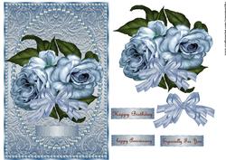 Vintage Roses on French Lace and Pearl Frame