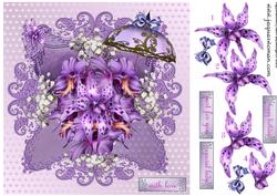 Purple Orchids on Lace Frame
