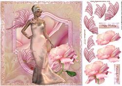 Beautiful Lady,roses and Butterflies