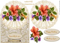 Over the Top Cream Lace and Petunias