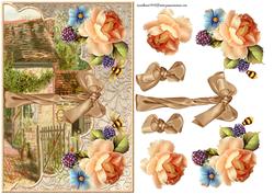 Envelop Vintage Cottage Peach Roses