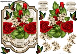 Panel Red Roses and Pearls