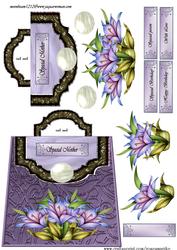 Handbag Card Purple Flowers