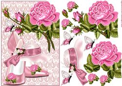 Corner Card Pink Roses & Shoes