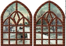 Church Windows Vintage Christmas Backgrounds